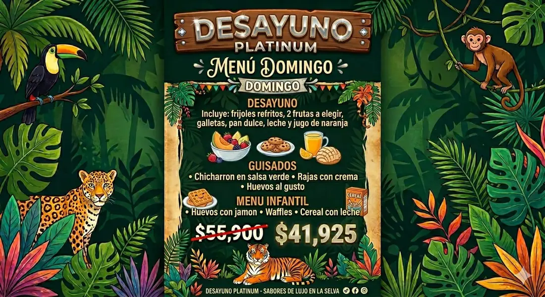 Menú Desayuno para fiesta infantil — Domingo, $41,925