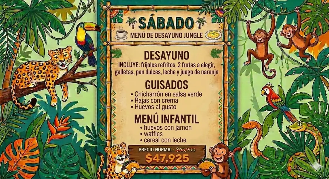 Menú Desayuno para fiesta infantil — Sábado, $47,925
