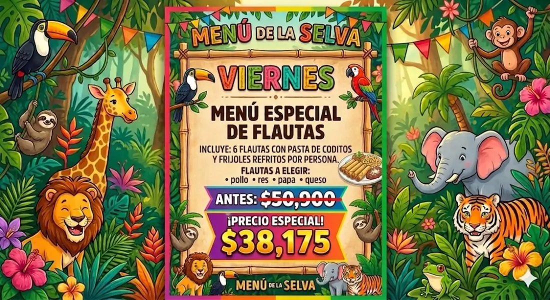 Menú Flautas para fiesta infantil — Viernes, $38,175