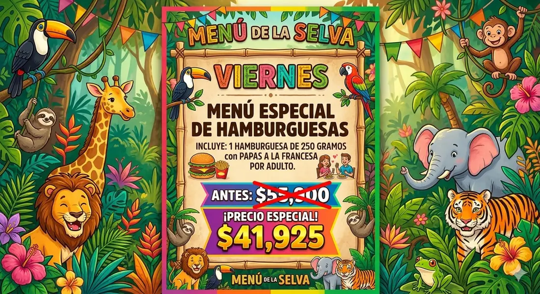 Menú Hamburguesas para fiesta infantil — Viernes, $41,925