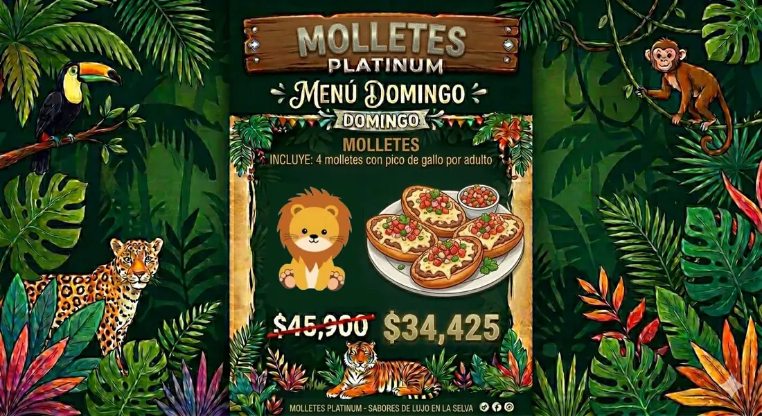 Menú Molletes para fiesta infantil — Domingo, $34,425