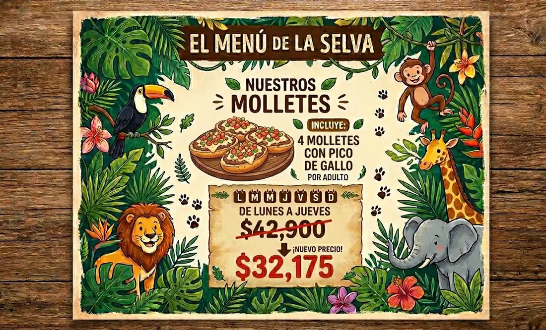 Menú Molletes para fiesta infantil — Lunes a Jueves, $32,175