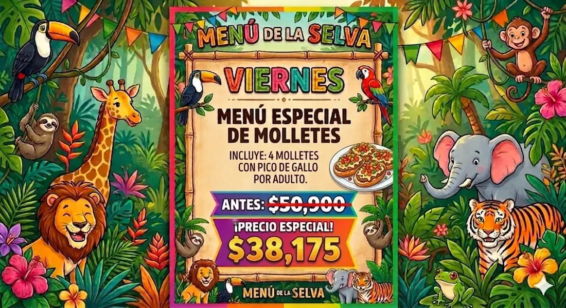 Menú Molletes para fiesta infantil — Viernes, $38,175