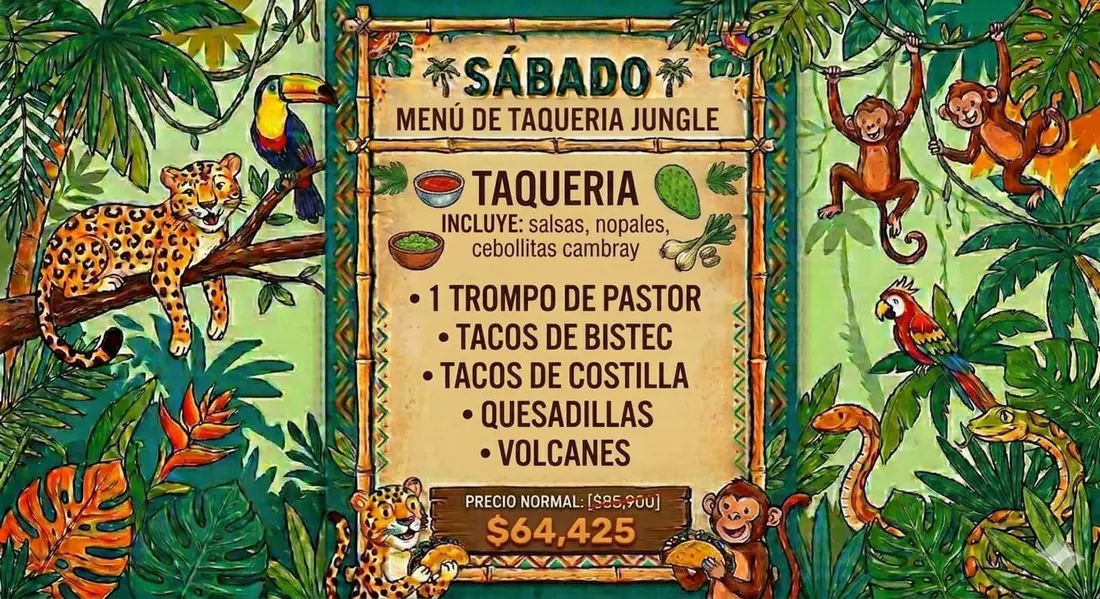 Menú Taquería para fiesta infantil — Sábado, $64,425