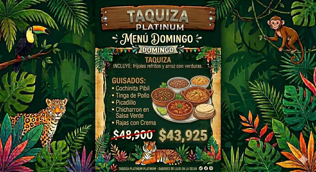 Menú Taquiza para fiesta infantil — Domingo, $43,925